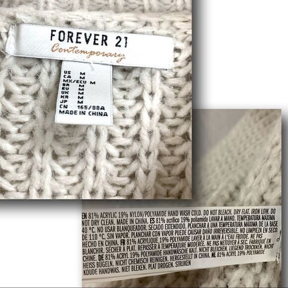 Forever 21 Tan Fringe Trim Mixed-Knit Sweater - Picture 4 of 8